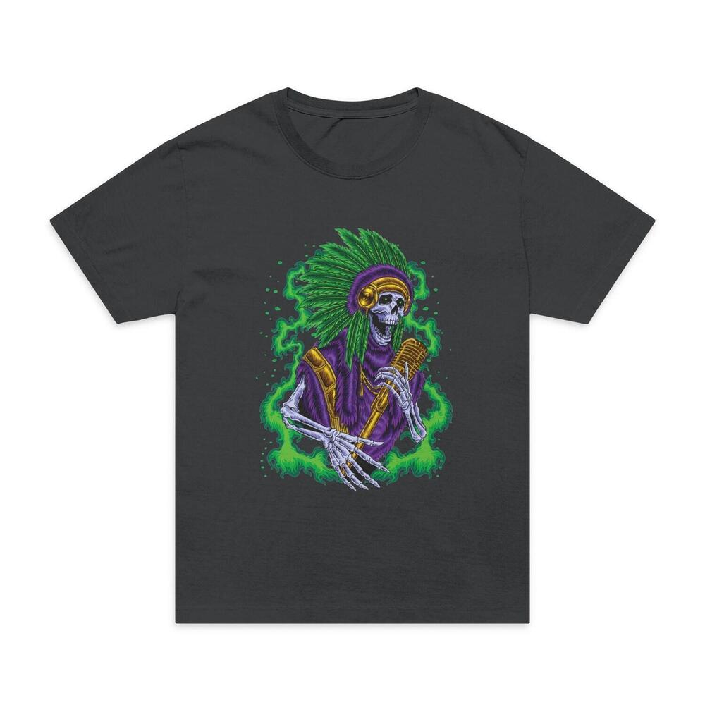 Skeleton Shaman Tee Neon Green Purple Skull T-Shirt